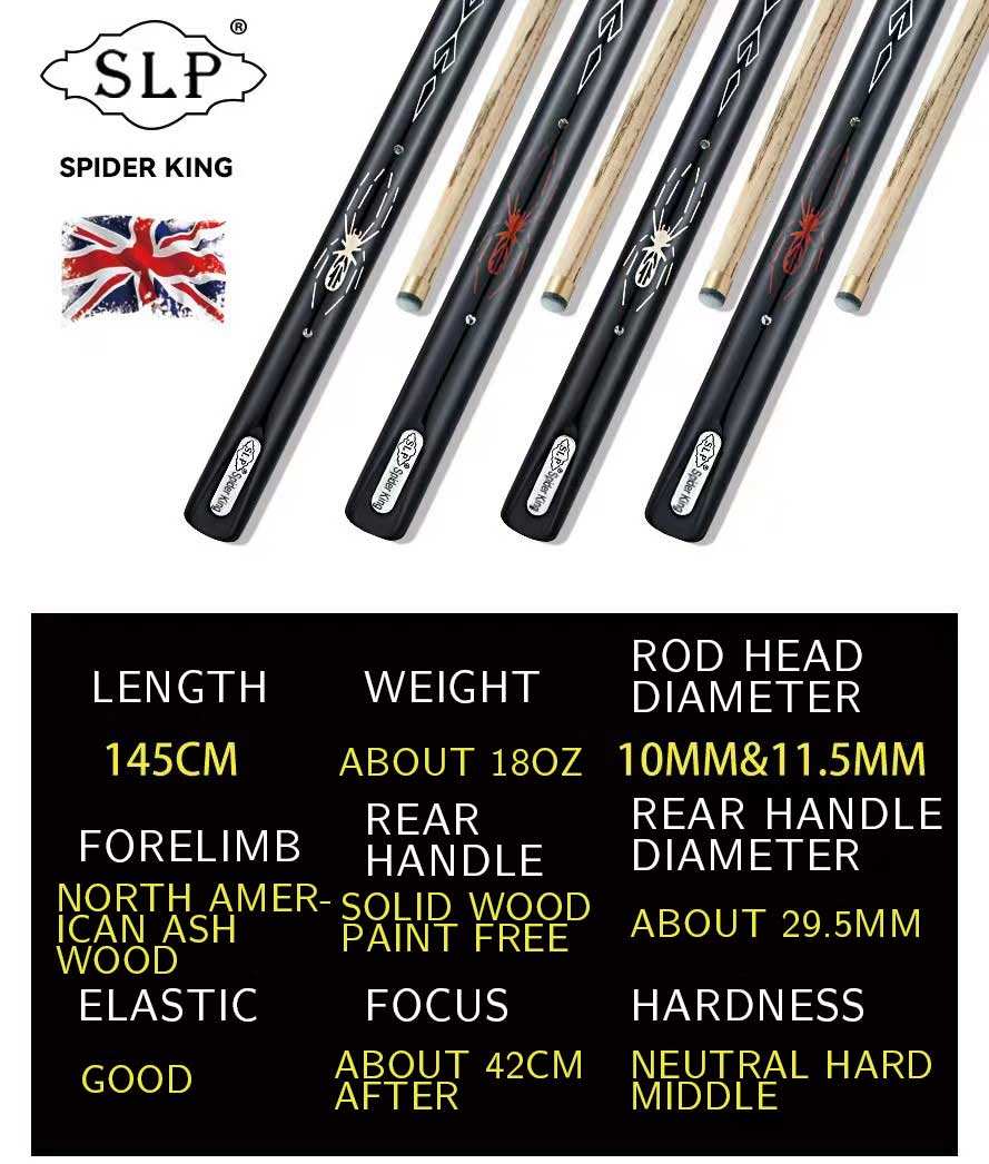 SLP Spider King 10mm 11.5mm Snooker Pool جديلة 3/4 سبليت جديلة مع نحت العنكبوت اليدوية السنوكر جديلة